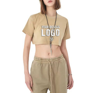 Street Casual Yoga Sport Loose Breathable Short Women's <b>T</b> <b>Shirt</b> Customized Logo Solid Color Sexy Cropped Spice Girl <b>T</b> <b>Shirts</b> - Product Image 3