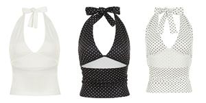 Haut court en tricot respirant pour femme, style camisole sexy et audacieux, en spandex/polyester, avec bralette intégrée, couleur unie - Product Image 6