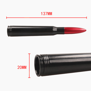 Antenne universelle pour autoradio en aluminium, longueur 137 mm, diamètre 20 mm, forme de balle, pointe noire et rouge - Product Image 1