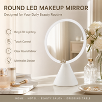 Miroir cosmétique circulaire éclairé en gros avec support stable, miroir de beauté de table simple face pour la maison, l'hôtel et le salon