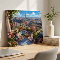 Peinture par numéros avec cadre en bois – Kit d'art sur toile – Paysage moderne – Décoration intérieure – Cadeau DIY pour adultes