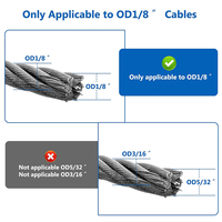 Funda protectora de acero inoxidable T316, pasamanos de cable invisible, solo para postes de metal nivelados para cable de 1/8 "5/32" 3/16"