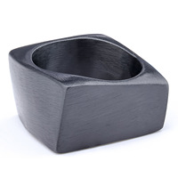 Bague vierge en acier inoxydable inaltérable, finition PVD Or, Noir, Argent, style signet géométrique, pour Hommes et Femmes, Vente en gros, En stock