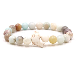 Creativo forma di delfino occhio di tigre perline di pietra braccialetto corda elastica regolabile delfino braccialetto di perline turchese naturale - Product Image 2