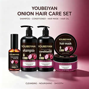 Ensemble de soins capillaires à l'oignon : Shampooing, après-shampoing, masque capillaire, huile capillaire, nettoyant, nourrissant, lissant - Product Image 1
