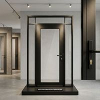 Porte extérieure à battant en aluminium à rupture de pont thermique, personnalisée, à double vitrage trempé, économe en énergie et sécurisée