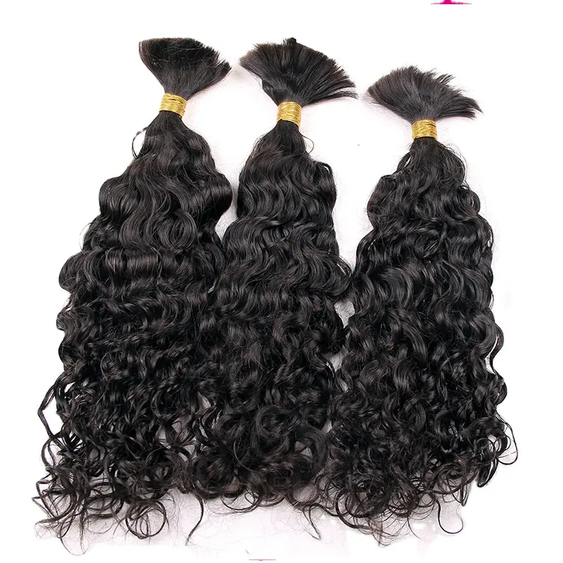 Best Selling Human bulk hair for braiding natural color loose curly Brazilian Hair Cuticle Aligned Raw Hair weftless