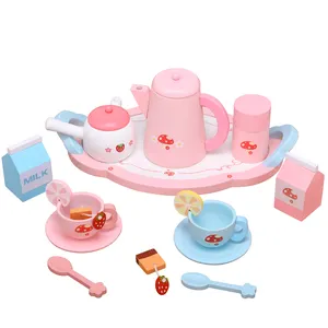 Дешевая Роскошная Детская ролевая игра в скандинавском стиле счастливого розового дня, Набор чашек для молока и чая, подарки, деревянные игрушки, ролевые игры