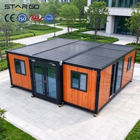Maison conteneur pliable et extensible à double aile de 30 pieds, conforme aux normes américaines, unité autonome à 2 pièces, suite d'hôtes préfabriquée ignifugée