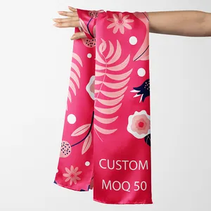 Custom big women digital printing satin pure Mulberry silk scarf hair square polyester ethicon soie Rayon scarves ladies