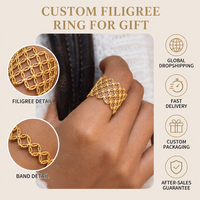 Bague ajourée en filigrane doré réglable, style bohème géométrique, pour femme, cadeau