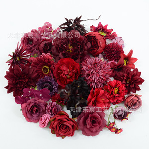 Fleurs artificielles en soie bordeaux Dongchen Arts Crafts, base de fleurs de 10 cm et moins, pour décorations de mariage et de maison - Product Image 4