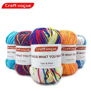 Craft Vogue Hand Đan Crocheting Worsted Số Lượng Lớn Fancy Dye 3ply 100% Acrylic Melange Sợi Cho Sock Đan