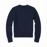 Pull en maille torsadée à col rond pour homme, manches longues, couleur unie, avec logo personnalisé, tricot texturé pour la vente en gros