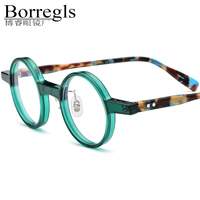 Monture de lunettes en acétate Borregls pour femme, de marque, de haute qualité, lunettes vintage rondes, lunettes optiques pour homme 19177