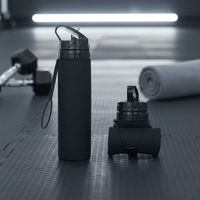 Bouteille d'eau pliable en silicone avec logo personnalisé, sans BPA, pour les sports de plein air