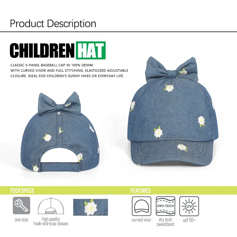 패션 아기 어린이 아이 캐주얼 태양 모자 씻어 빈티지 고생 조정 가능한 일반 데님 구조화되지 않은 아빠 모자