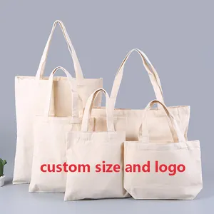 Thick Tote Bags With Custom Printed Logo Sublimation Tote Bag Blank Polyester Cotton Canvas Shopping Bag With Pockets And Zipper