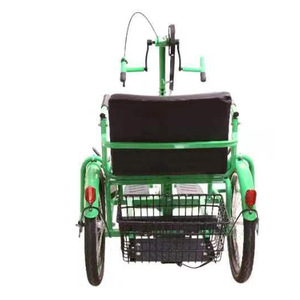 Tricycle à manivelle pour personnes âgées handicapées, cadre en acier avec panier et siège réglable - Product Image 3