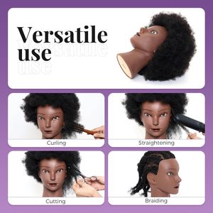 Phi mannequin head100 % tóc con người xoăn thẩm mỹ manican với đứng hiển thị thực hành bện tạo kiểu tóc đào tạo đầu - Product Image 3