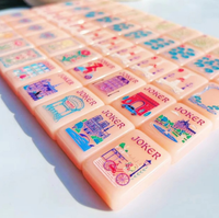 Tuiles de Mahjong américaines modernes de luxe en mélamine de 36 mm personnalisées, couleur rose, pour un divertissement familial de qualité professionnelle
