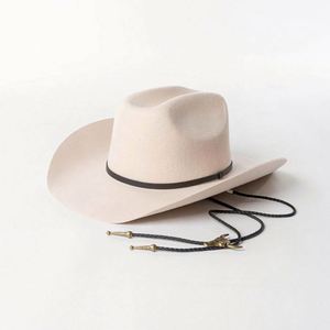 Wholesale Luxury Quality Vintage Lady Wide Brim Western Cowgirl Hats 100% Wool Fedora Felt Women Custom Cowboy Hat - Product Image 2