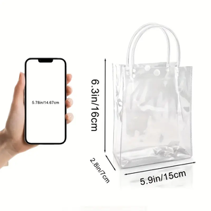 100 sacs cadeaux transparents en PVC avec poignées - Mini sacs cadeaux transparents pour fêtes, sacs cadeaux en <span class=keywords><strong>plastique</strong></span> <span class=keywords><strong>transparent</strong></span> 5,9 x 6,29 pouces - Product Image 2