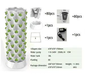 อุปกรณ์ปลูกพืชแนวตั้งแบบอควาโปนิกส์  ระบบสวนอัจฉริยะพลาสติก PVC ปลอดภัย  แบบหลายชั้น 6/8/10 ชั้น พร้อมปั๊ม - Product Image 5