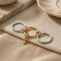 Bagues empilables multi-cercles entrelacées avec mini-breloques en zircon cubique, en acier inoxydable plaqué or 18 carats, bijoux modernes pour femmes