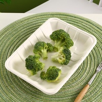 Récipient alimentaire biodégradable en bagasse personnalisé, assiette à plat en pâte à papier, plateau d'emballage alimentaire, assiette de bagasse