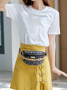 Riñonera de Moda con Estampado de Leopardo para Mujer, Bolso de Cintura de Lona de Diseño de Lujo con Cadena Dorada Gruesa y Correa Jacquard, Novedad 2026 - Product Image 5