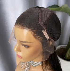 Peluca de Cabello Humano Virgen Remy de Alta Calidad, con Frente de Encaje HD 13x4, Transparente, Sin Pegamento, Color Natural, Talla de Gorra Pequeña, Longitud Media - Product Image 2