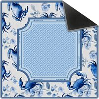Tapis de Mahjong Antidérapant Thème Crabe de Plage 31,5 x 31,5 Pouces, Tapis de Table Anti-Bruit pour Jeux de Cartes, Dominos, Poker