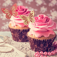 Großhandel Backen Kuchen Dekorationen Zubehör Zubehör Alles Gute zum Geburtstag Hochzeits feier 10 Stück Set Papier Schmetterlinge Cake Topper