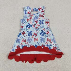 Robe décontractée pour petites filles RTS, avec nœuds du 4 juillet et bord festonné, nouveaux modèles, jolie robe d'été pour sœurs, taille standard américaine, vêtements pour enfants - Product Image 6