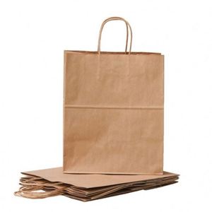 Recyclable Kraft Paper <b>Bag</b> with Twisted Handle Reusable Shopping Paper <b>Bags</b> logo Printed - Product Image 2