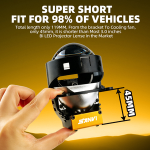 Projecteur automobile Sanvi A45 3" Bi-LED avec lentille, 9-16V, 40W/45W, durée de vie de 50 000 heures, ventilateur haute vitesse, refroidissement actif - Product Image 4