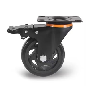Roues de chariot industrielles en caoutchouc de 4 pouces 100mm pour établi Roue de roulette verrouillable centrale Roues de roulette à usage intensif - Product Image 4