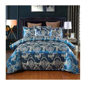 定制欧式Oeko-tex被子套装床上用品奢华提花缎丝绸酒店床上用品套装