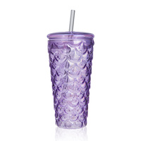 Gobelet en verre borosilicate de 600 ml Rainbow Sports Design avec couvercles et pailles, sans BPA, résistant à la chaleur, anti-fuite, pour boissons