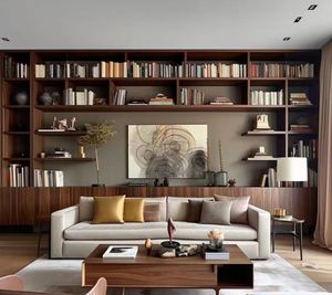 Bibliothèque moderne personnalisée Bibliothèque d'exposition en bois Bureau de bibliothèque et bureau à domicile - Product Image 3