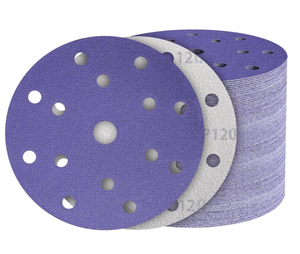 Dischi Abrasivi in <span class=keywords><strong>Carta</strong></span> Ceramica Viola da 6 Pollici con 15 Fori, Fissaggio a Strappo (Velcro) per Legno, Metallo e Vernice Auto - Product Image 1