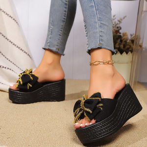 Nouvelles sandales compensées à plateforme épaisse pour femme, collection été 2025, style mode grande taille, motif floral F05 - Product Image 3