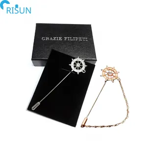 Manufacturers Wholesale Men's Lapel Pins Suit Silver Gold Anchor Rudder Lapel Pin Custom Brooch Pin Wedding Souvenirs with Box