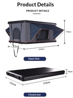 Tente de toit rigide 4x4 tout-terrain populaire, imperméable et à montage rapide pour camping en extérieur et voyages tout-terrain