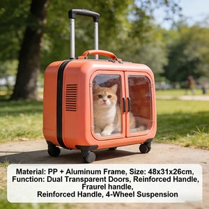 Transportín <span class=keywords><strong>para</strong></span> Gatos con Asa Telescópica, Carrito de Transporte <span class=keywords><strong>para</strong></span> Mascotas, Ventilado, con Ventana Transparente <span class=keywords><strong>para</strong></span> Gatos y Cachorros - Product Image 1