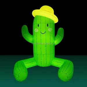 Club Party dekorative grüne aufblasbare Beleuchtung Kaktus Outdoor Park dekorative Kaktus mit Hut