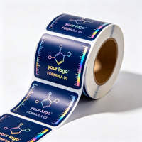 Label Hologram Laser Kustom Tahan Air, Stiker Perekat Profesional untuk Botol dan Stoples Kaca Kosmetik & Medis