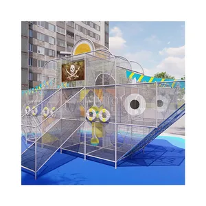 Outdoor funny carnival children trampoline game playground rope climbing net equipment climbing park soft for kids