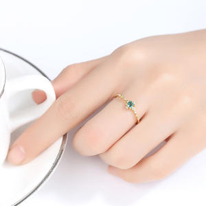 Anillo de circón <span class=keywords><strong>Esmeralda</strong></span> cuadrado chapado en oro de plata de ley S925 de lujo con estilo para damas - Product Image 2